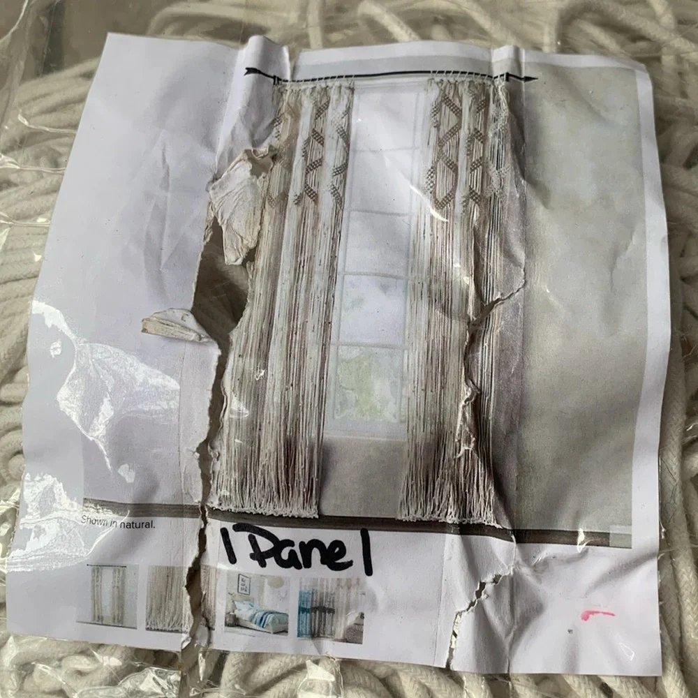 Restoration Hardware Diamond Macrame White Cotton Curtain panel50x96NFS reserved
